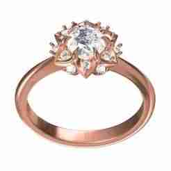 Round Diamonds Floral Design Solitaire Engagement Ring