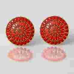 Round Red Gemstone Stud Earrings 3D print model