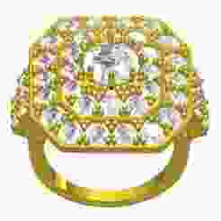 Round Stone Double Halo Art Deco Engagement Ring