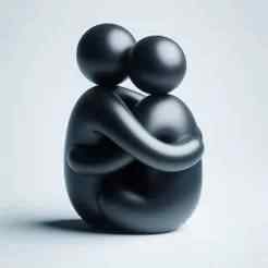Rounded Shape Couple 3D Print – Romantic Decorative Sculpture Showpiece