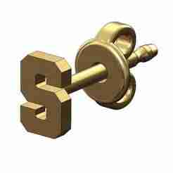 S letter varsity font stud earring 3d print model