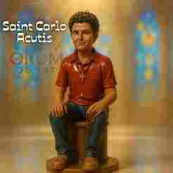 Saint Carlo Acutis Sitting Statue STL File for 3D Print