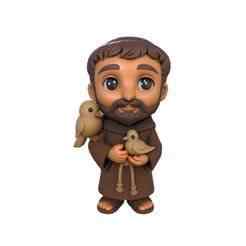 Saint Francis of Assisi – Stylized Figurine with Birds | 3D Printable Model