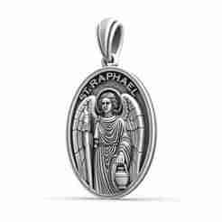 Saint Raphael Archangel Oval Medal Catholic Christian Pendant