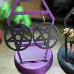 Satanist Pentagram Earrings STL File, 3D print file, Witch Earrings, Witchy jewelry, Pagan, Goth, The Craft, Halloween