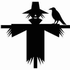 scarecrow with a crow perched on its arm forming a key 1 - 2D/3D Wall Art STL+SVG For CNC Router, Plasma, Waterjet, Laser & 3D Printer