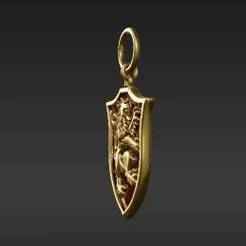 Scarlet & Gold Noble Beast Crest Charm - Fantasy Academy Symbol of Bravery