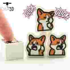 Set Of Corgi Emoji Keycap Fidget Clicker Keychain - Cute Backpack Keychain