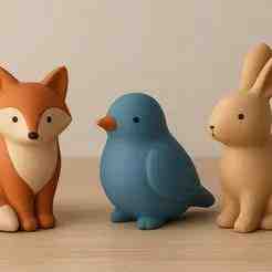 Set of Stylized Animal Figurines – Fox, Bird & Rabbit Minimalist Decor
