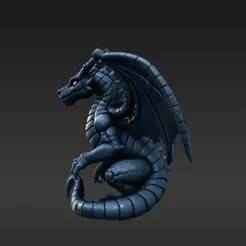 Shadow Dragon Keychain 3D Print Model - Dark Fantasy Mythical Beast Keyring Charm STL