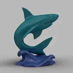 Shark Figurine with Wave Base - Aquarium & Home Decor