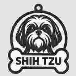 Shih Tzu - STL face keychain (2-color, 3 mm) | dog face keychain (2-color)