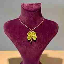🍀💎 Shiny Cloverleaf Necklace Pendant | Lucky Charm 3D Print Jewelry 🌟