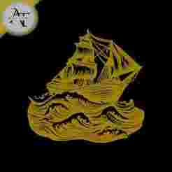 Ship- Line Art - 2D Wall Art Decor
