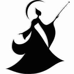 silhouette of a sorceress with a crescent halo and raised wand 7 - 2D/3D Wall Art STL+SVG For CNC Router, Plasma, Waterjet, Laser & 3D Printer