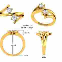 simple 2 diamonds ring