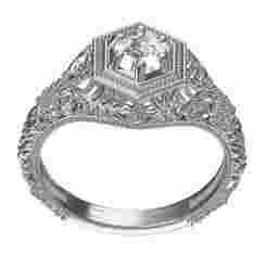 Single Diamond Solitaire Art Deco Engagement Ring
