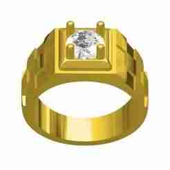 Single Round Diamond Signet Style Ring