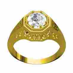 Single Round Stone Art Deco Engagement Ring