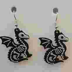Skeleton Dragon – Halloween Earrings & Keychain STL (Non-AMS)