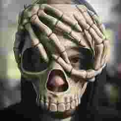 skeleton hands skull mask