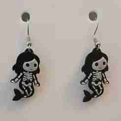 Skeleton Mermaid – Halloween Earrings & Keychain STL (Non-AMS, 2-Color)