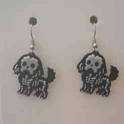 Skeleton Shih Tzu Earrings & Keychain | No AMS Needed | Halloween Cute Creepy 3D Print STL