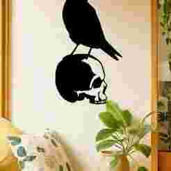 Skull Crow - Wall Art Multicolor