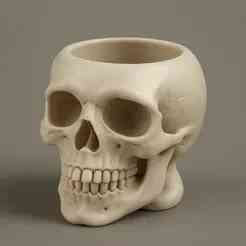 Skull Paperclip Holder STL – Hollow Skull Desk Organizer for 3D Printing