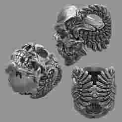 Skull ring with wings