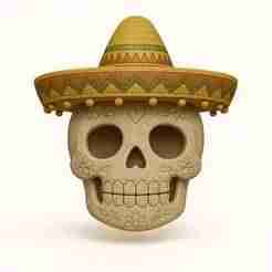 Skull with Mexican Hat