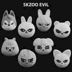SKZOO EVIL HEADS STRAY KIDS KPOP + KEYCHAINS