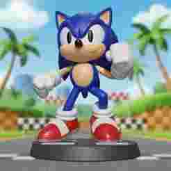 Sonic the Hedgehog Figurine - Fan Art 3D Printable Statue | Classic Video Game Character Model | Solid One-Piece, No Supports Needed