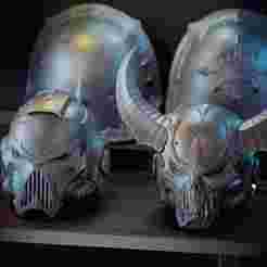 Space marine - Space marine - Mask & Head Pack x 2 - Space marine Adeptus Mechanicus Mask & Head Pack x 2 + Shoulder Pad