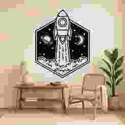 Space Ship - Wall Art Multicolor
