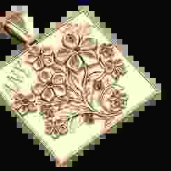 Square Flower Pendant – 3D Printable Jewelry Model | Elegant Floral Design