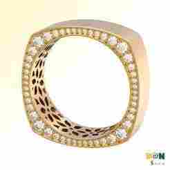 Square Frame Luxury Diamond Ring Unisex Couple Matching Set