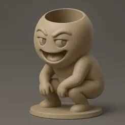 Squatting Emoji Pencil Holder STL File