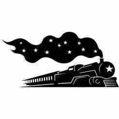 steam train with smoke shaped like stars 2 - 2D/3D Wall Art STL+SVG For CNC Router, Plasma, Waterjet, Laser & 3D Printer