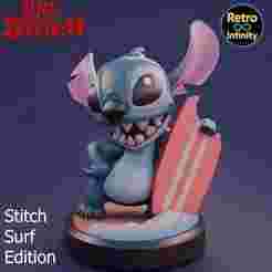 Stitch - Surf Premium Edition 3D figure Retro Infinity style (100mm) : vinyl collectible