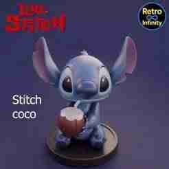 Stitch drinking a coconut - Retro Infinity 3D figure (100mm) | vinyl collectible FREE