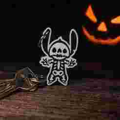 STITCH Skeleton Halloween Keychain