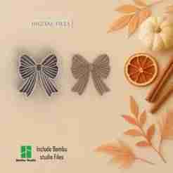 Striped Bow Fall Polymer Clay Cutters | Digital STL File | 5 Sizes