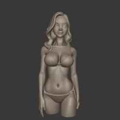 “Stylized Female Bust in Swimsuit – 3D Print Model”