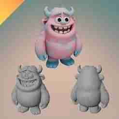 Sulivan Monster Cute Furry Monster STL 3D Printable Cartoon Creature Figure with GLB Textured Format