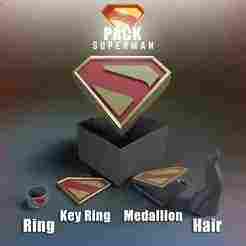 Superman Pack : Promotional Box + Jewelry, Keychain, hair clip, ring, lock of hair, etc.