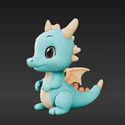 Sweet Little Dragon Keychain - Easy Print Miniature Creature for Resin & FDM