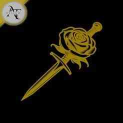 Sword with rose - Silhouette - 2D Wall Art Decor