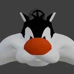 Sylvester the Cat Head Keychain - Looney Tunes Persistent Predator - Looney Tunes - Ready to Print