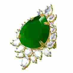 Teardrop Stone Diamond Cluster Brooch